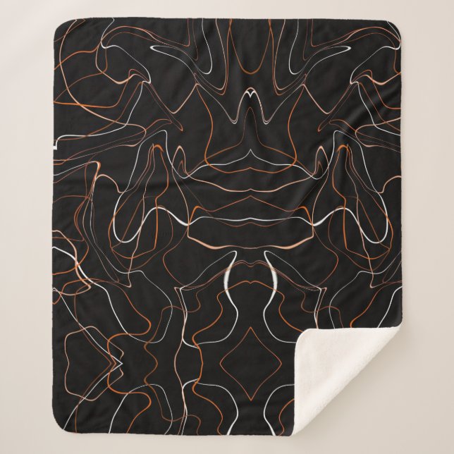 Cobertor Sherpa Modern Black Abstract Line Art Fleece Blanket  (Frente)