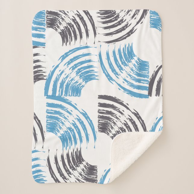 Cobertor Sherpa Modern, cool, trendy blue abstract brush strokes (Frente)