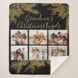 Cobertor Sherpa Modern Custom Grandma's Christmas Photo Collage
