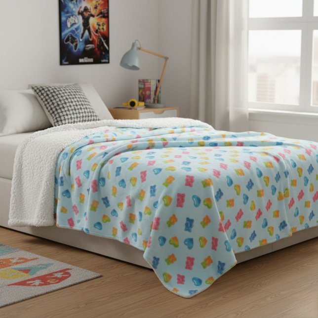 Cobertor Sherpa Modern Gummy Bear Pattern Blanket - For Kids Cute  (Criador carregado)