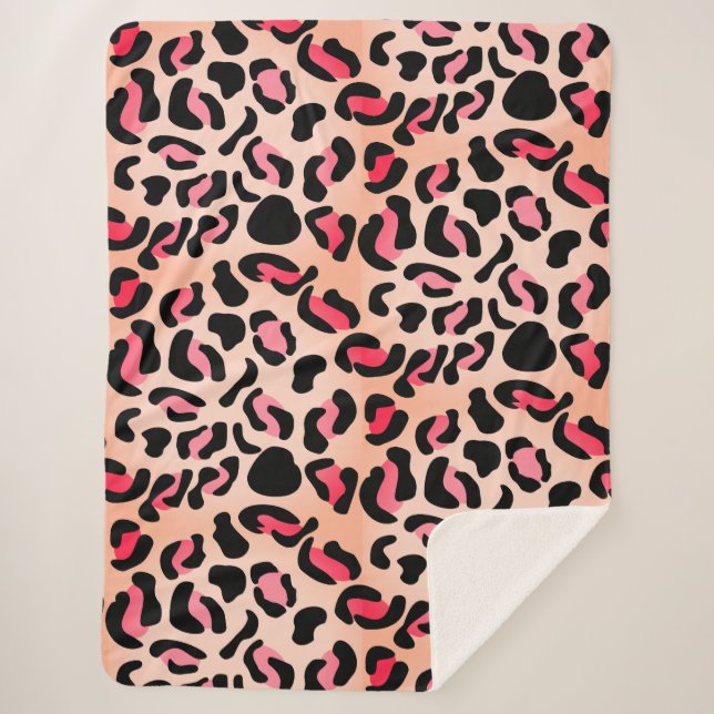Cobertor Sherpa Modern Leopard Pattern Animal Print (Frente)