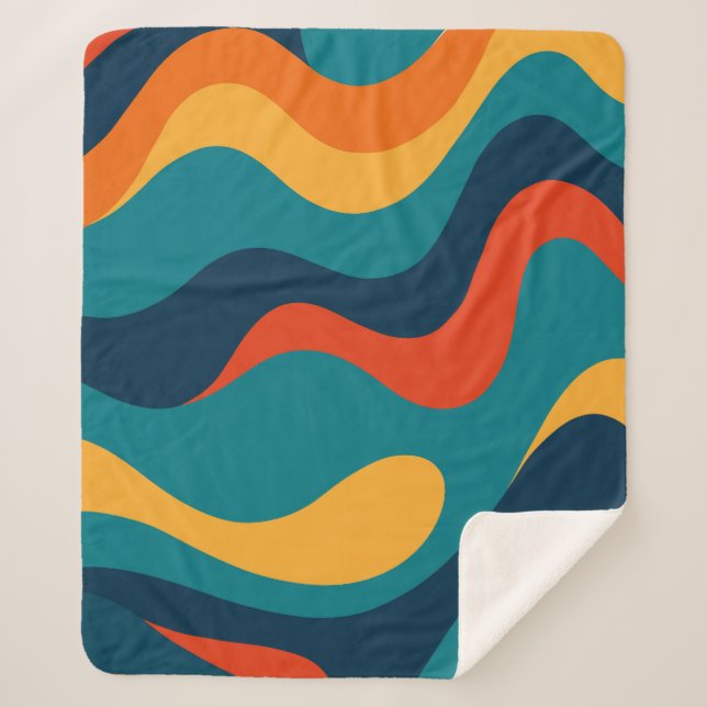 Cobertor Sherpa Modern Retro Wavy Abstract Pattern  (Frente)