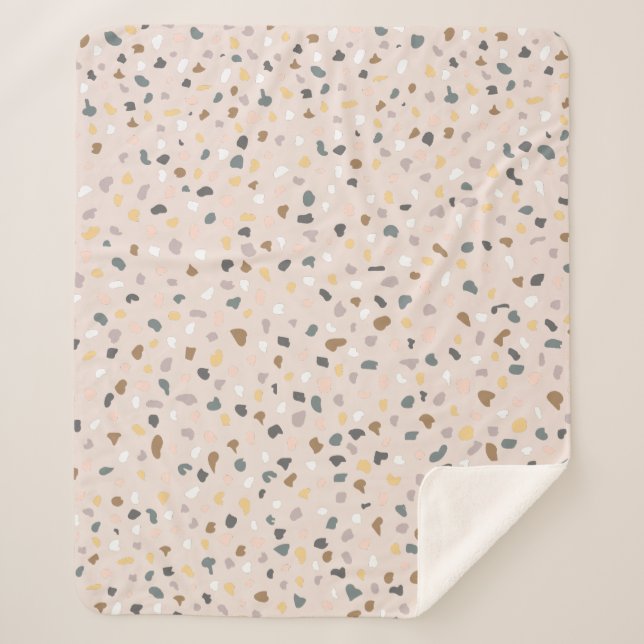 Cobertor Sherpa Modern Terrazzo Padrão Suave Neutro (Frente)