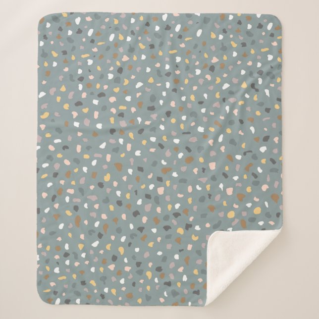 Cobertor Sherpa Modern Terrazzo Padrão Suave Neutro (Frente)