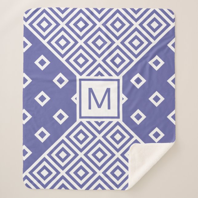Cobertor Sherpa Modern Trendy Geometric Pattern Monogram (Frente)