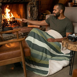 Cobertor Sherpa Moderna Linear | Aged Sage & Winter Moss