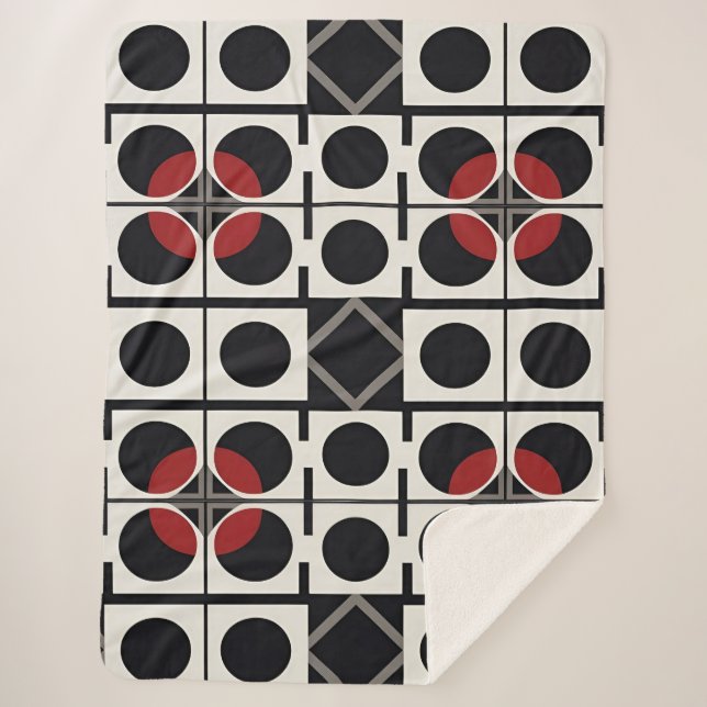 Cobertor Sherpa Moderno Abstrato Geométrico Com Círculos (Frente)