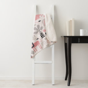 Cobertor Sherpa Moderno Boho Leões Rosa Arco-íris