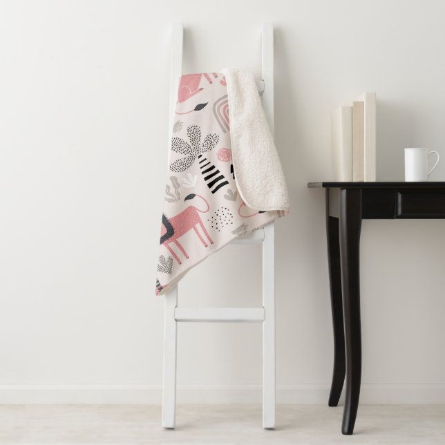 Cobertor Sherpa Moderno Boho Leões Rosa Arco-íris (In Situ)