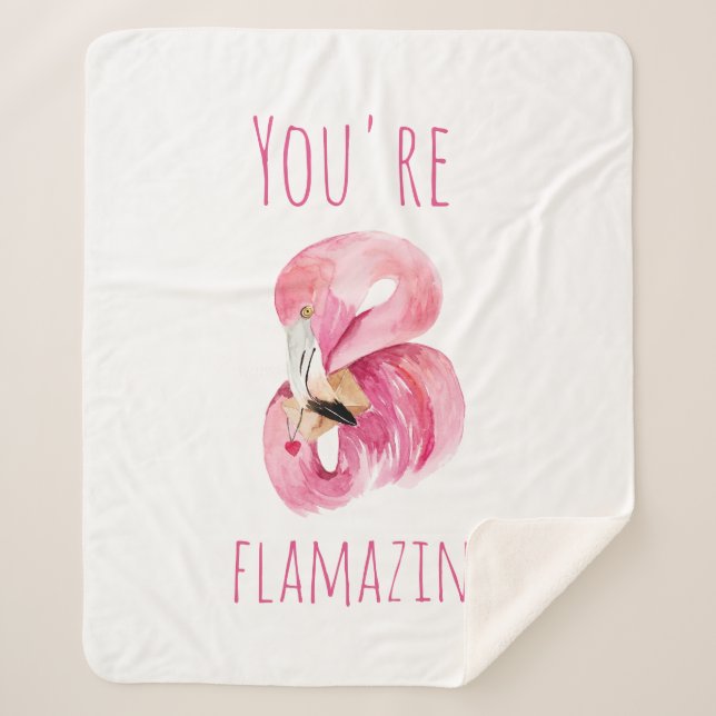 Cobertor Sherpa Moderno Você É Flagrante Beleza Rosa Flamingo (Frente)