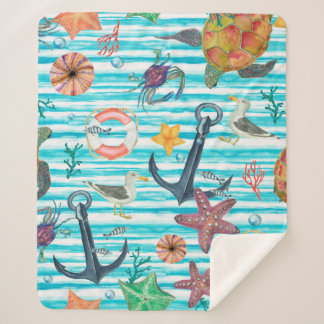 Cobertor Sherpa Mola aquosa de pintura sem costura com tartarugas,