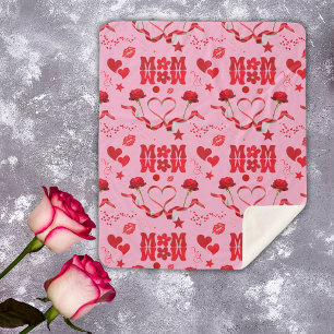 Cobertor Sherpa MOM/WOW: Uma Carta de Amor em Vermelho a rosa