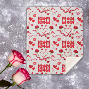 Cobertor Sherpa MOM/WOW: Uma Carta de Amor em Vermelho na cinza