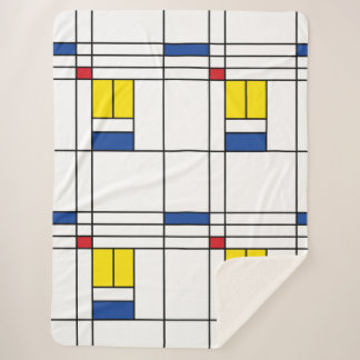 Cobertor Sherpa Mondrian II Design de Arte Moderna Minimalista De