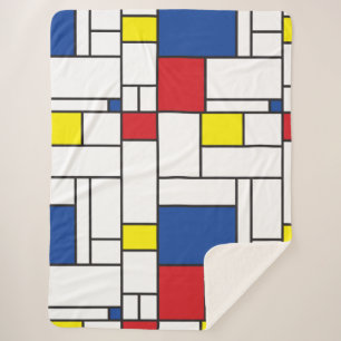 Cobertor Sherpa Mondrian Minimalist Geométrico De Stijl Modern Art