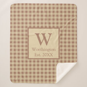 Cobertor Sherpa Monograma Beige Rust Xadrez Buffalo País Russo