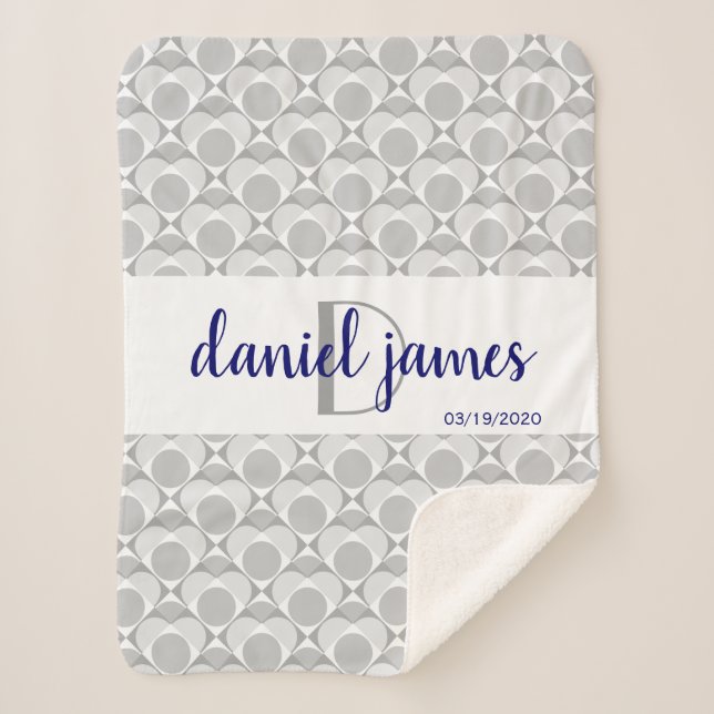 Cobertor Sherpa Monograma, cinzas geométricas cardíacas doces/bran (Frente)