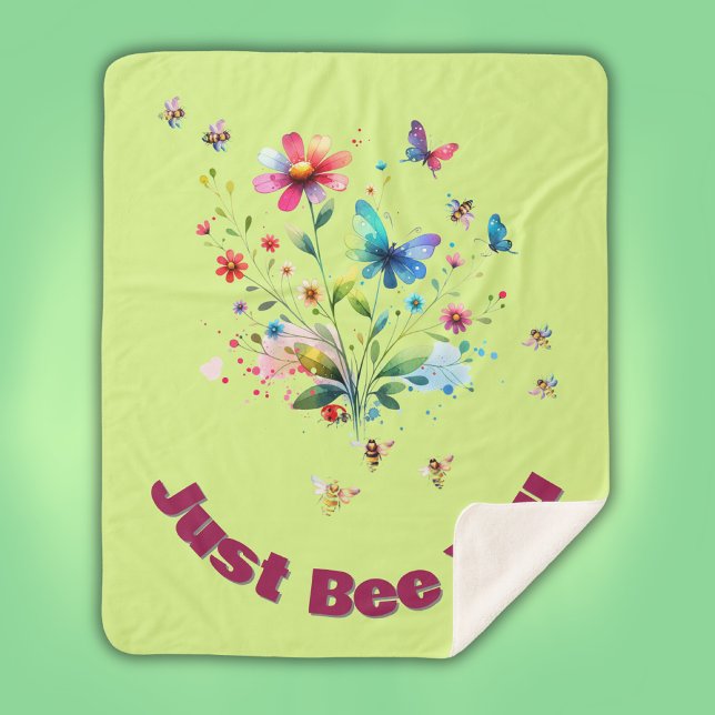 Cobertor Sherpa Monograma com Cor Floral Simples (Criador carregado)