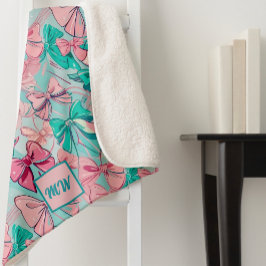 Cobertor Sherpa Monograma com formato magenta, cor-de-rosa-cochete