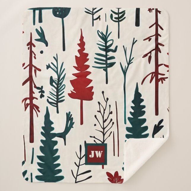 Cobertor Sherpa Monograma da Abstrato minimalista elegante (Frente)