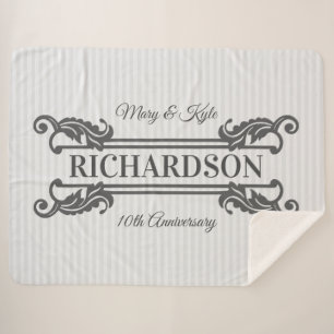 Cobertor Sherpa Monograma de Folha de Acanto Cinza Clássico com Li