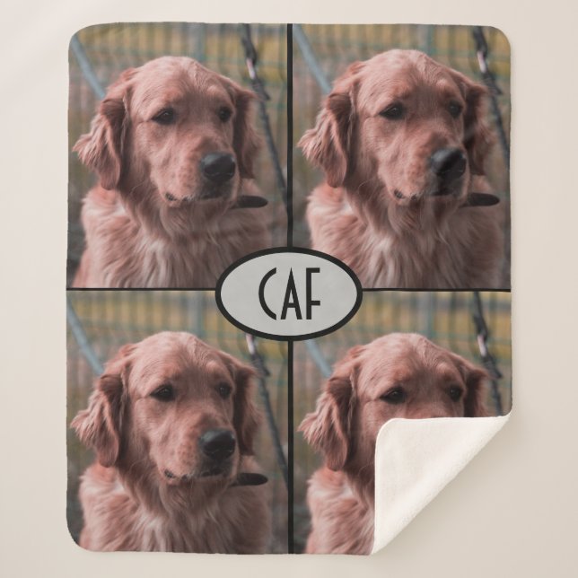 Cobertor Sherpa Monograma de Fotografia Adicionar suas próprias im (Frente)