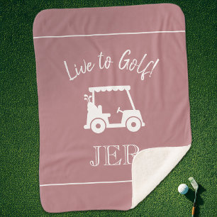Cobertor Sherpa Monograma de iniciais do carrinho de golfe Golfer