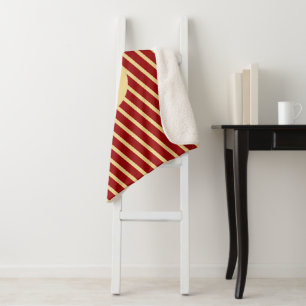 Cobertor Sherpa Monograma de Listras Vermelho Carmesim e Creme Var