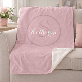 Cobertor Sherpa Monograma de Nome Personalizado Rosa Desbotado