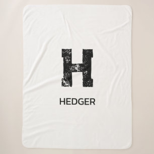 COBERTOR SHERPA MONOGRAMA DE UMA LETRA PRETO MINIMALISTA NOME BRAN