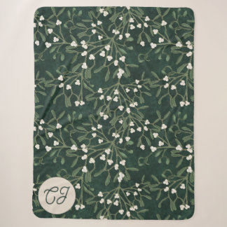 Cobertor Sherpa Monograma de Visgo Verde Floresta Elegante