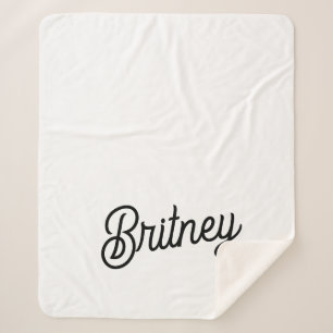 Cobertor Sherpa Monograma e Nome Personalizados de Branco Preto Mo