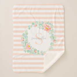 Cobertor Sherpa Monograma Eucalyptus Deixa Bandas Florais