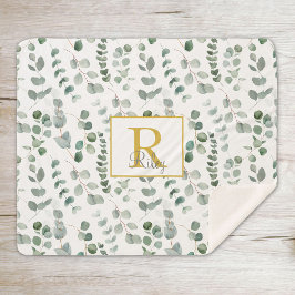 Cobertor Sherpa Monograma Eucalyptus Pattern