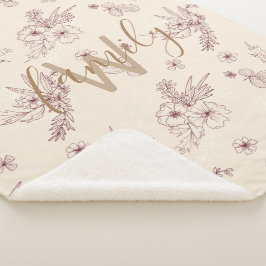 Cobertor Sherpa Monograma floral de estêncil creme moderno