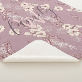 Cobertor Sherpa Monograma floral de estêncil creme moderno