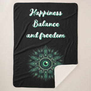 Cobertor Sherpa Monograma Mau Verde Escuro Símbolo de Olhos a Pret