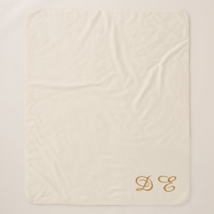 Cobertor Sherpa Monograma minimalista bege creme