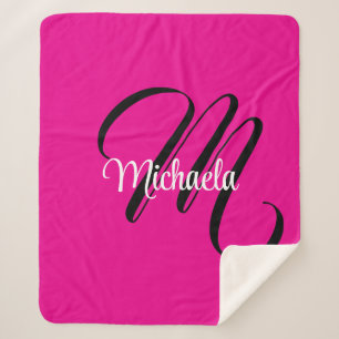 Cobertor Sherpa Monograma moderno minimalista, nome inicial rosa q