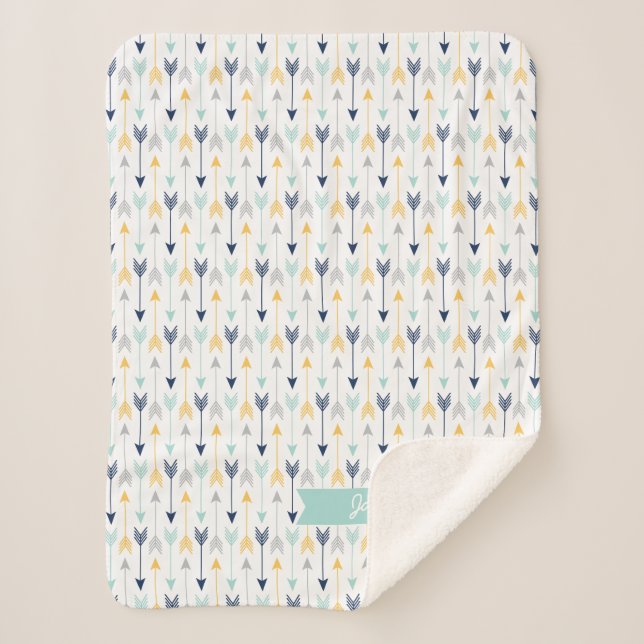 Cobertor Sherpa Monograma na moda das setas (Frente)