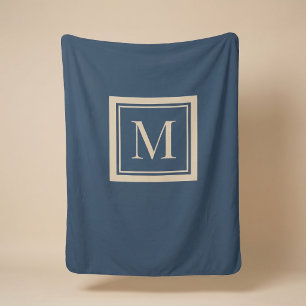 Cobertor Sherpa Monograma Personalizado em Azul e Baunilha com Mol