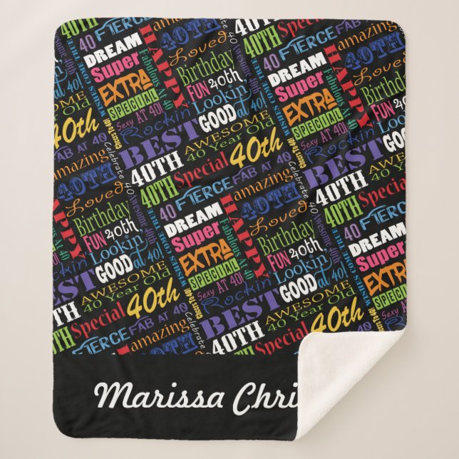 Cobertor Sherpa Monograma Personalizado Especial do aniversário de (Frente)