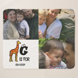 Cobertor Sherpa Monograma personalizado G para girafas girafas gir