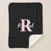 Monograma Personalizável Fofo | Rosa Claro e Preto