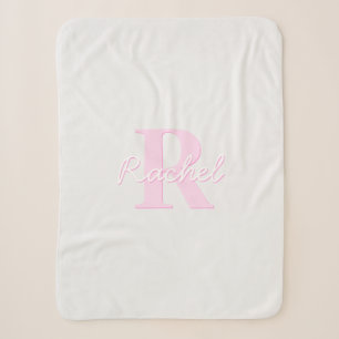 Cobertor Sherpa Monograma Personalizável Fofo Rosa Ombre e Cinza