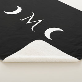 Cobertor Sherpa Monograma preto-e-branco do Crescente Moderno