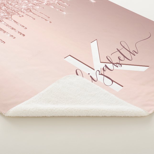 Cobertor Sherpa Monograma rosa dourado dourado dourado dourado dou (3/4)