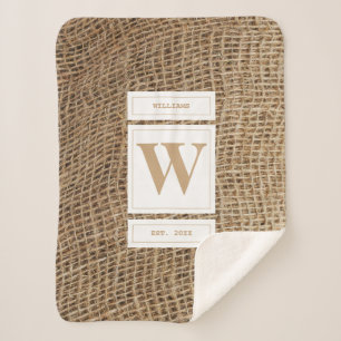 Cobertor Sherpa Monograma Russo Burlap Inicial