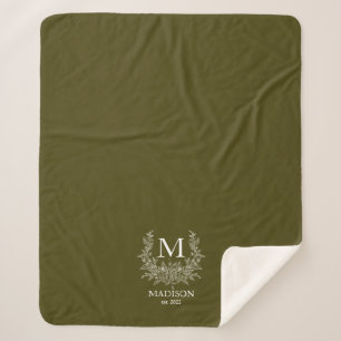 Cobertor Sherpa Monograma Russo de Mostarda Brow personalizado ini