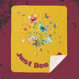 Cobertor Sherpa Monograma Simples de Aquarela com Abelhas na mosta